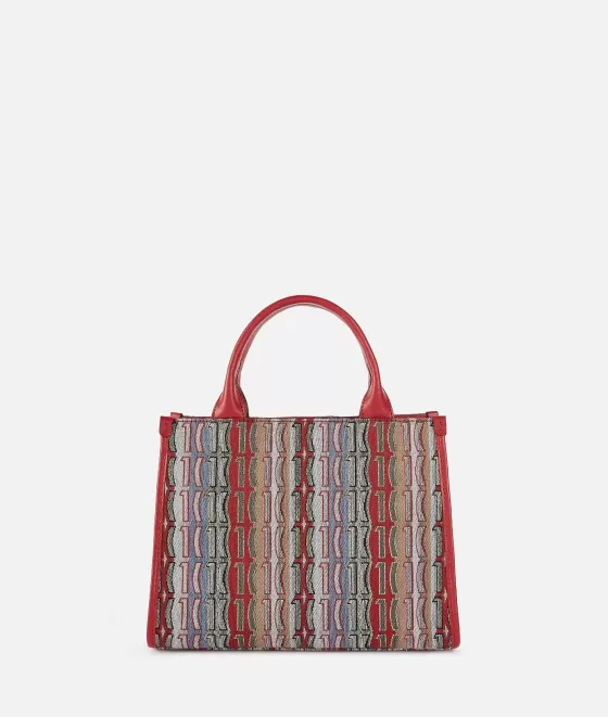 Donna Alviero Martini 1a Classe 1C Jacquard Borsa A Mano Con Tracolla Lampone