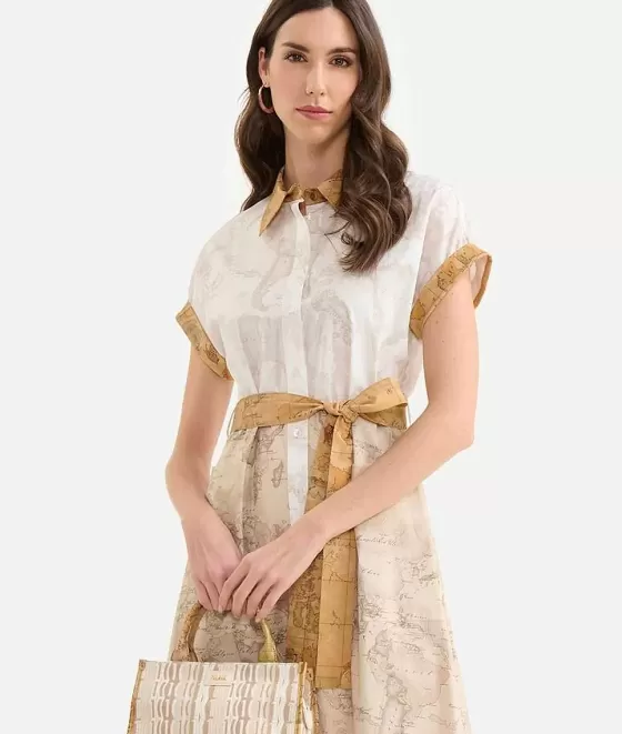 Donna Alviero Martini 1a Classe Abito Mix & Match Geo In Popeline Di Cotone Geo Mix