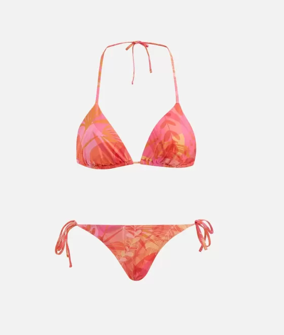 Donna Alviero Martini 1a Classe Bahamas Bag Bikini Triangolo Stampa Tropical Rosso Corallo