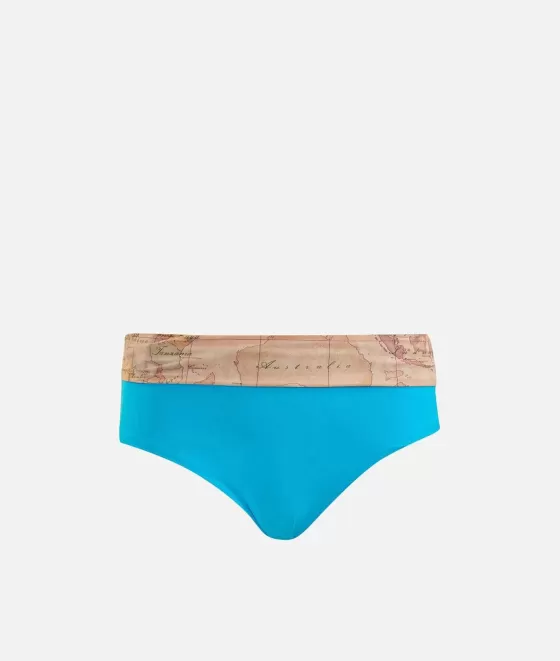 Donna Alviero Martini 1a Classe Basic Colors Slip Mare Con Risvolto Azzurro Intenso