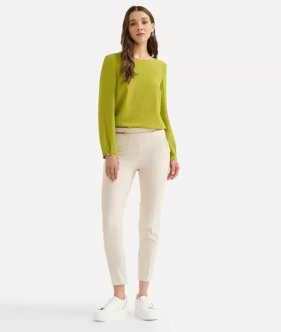 Donna Alviero Martini 1a Classe Blusa Basic In Cr Pe De Chine Verde Topazio