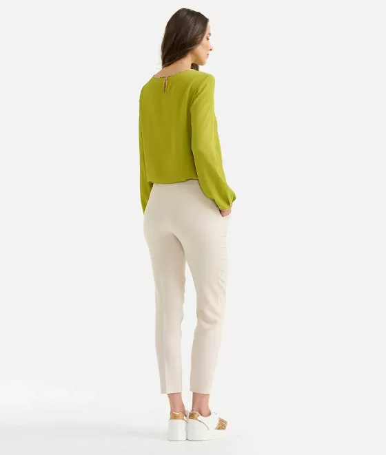 Donna Alviero Martini 1a Classe Blusa Basic In Cr Pe De Chine Verde Topazio