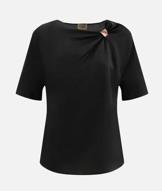 Donna Alviero Martini 1a Classe Blusa Manica Kimono In Crespello Nera