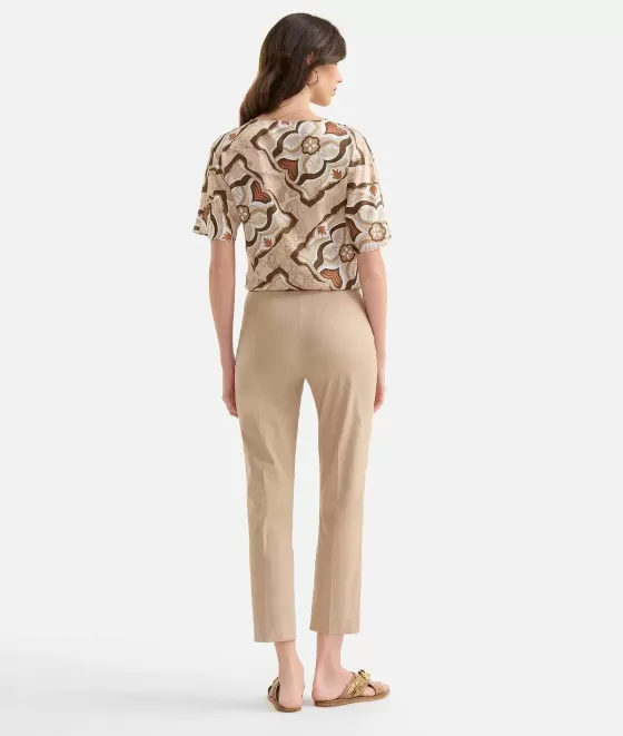 Donna Alviero Martini 1a Classe Blusa Manica Kimono In Twill Stampa Geo Miami Deco Sabbia