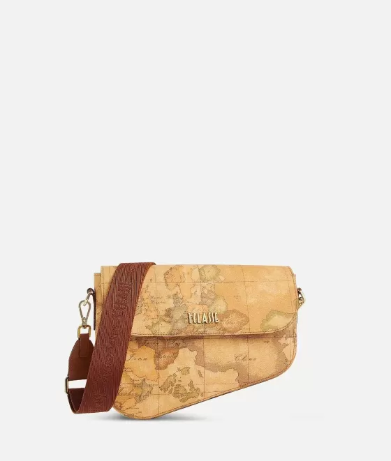 Donna Alviero Martini 1a Classe Borsa A Tracolla Con Patta In Tessuto Stampa Geo Classic Naturale