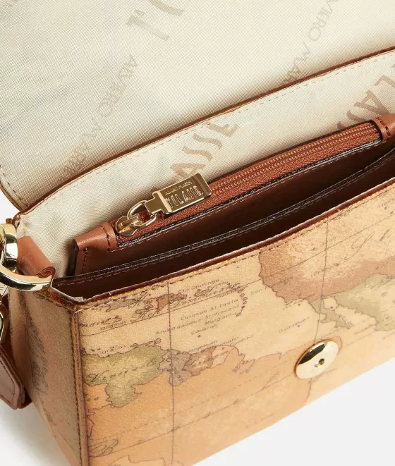 Donna Alviero Martini 1a Classe Borsa A Tracolla In Tessuto Stampa Geo Classic Naturale