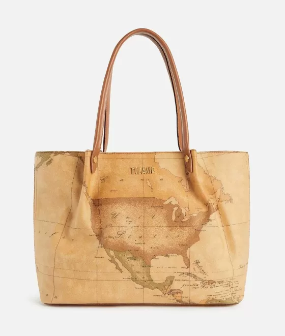 Donna Alviero Martini 1a Classe Borsa Shopping In Tessuto Stampa Geo Classic Naturale