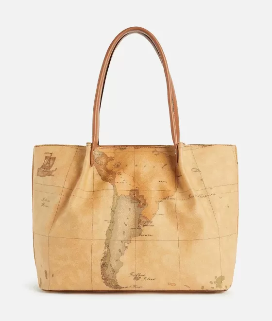 Donna Alviero Martini 1a Classe Borsa Shopping In Tessuto Stampa Geo Classic Naturale