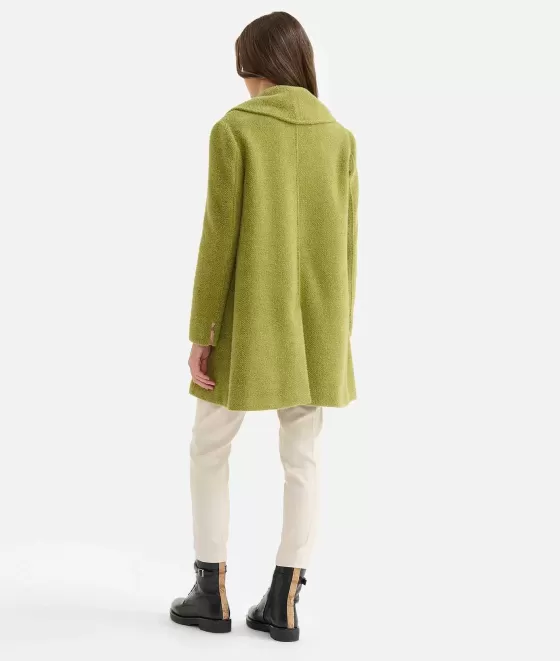 Donna Alviero Martini 1a Classe Caban Collo A Scialle In Tessuto Nido D'Ape Verde Topazio