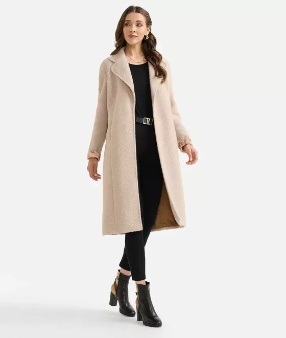 Donna Alviero Martini 1a Classe Cappotto Lungo In Tessuto Nido D'Ape Cammello