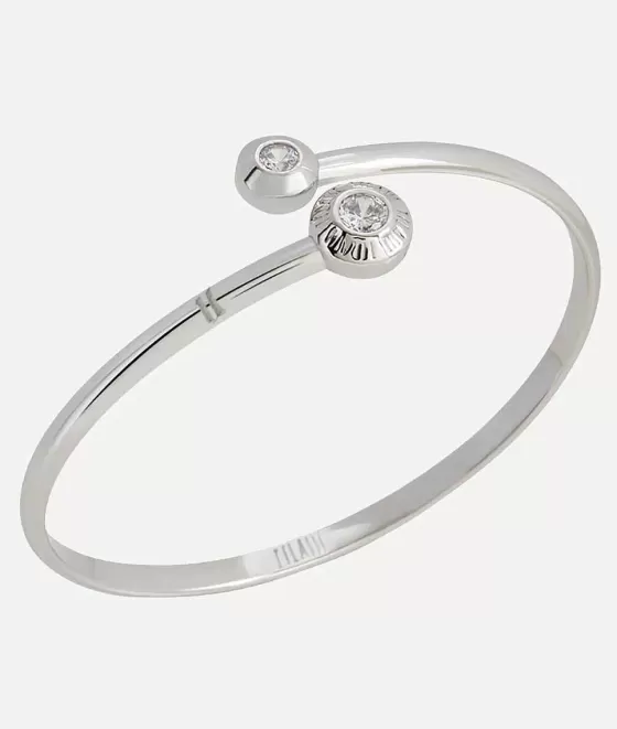 Donna Alviero Martini 1a Classe Champs- Lys Es Bracciale Rigido Con Zirconi Bianchi In Argento