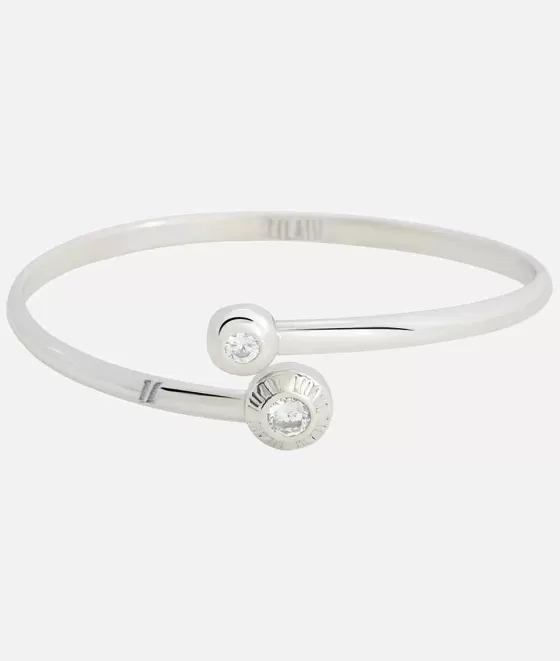 Donna Alviero Martini 1a Classe Champs- Lys Es Bracciale Rigido Con Zirconi Bianchi In Argento