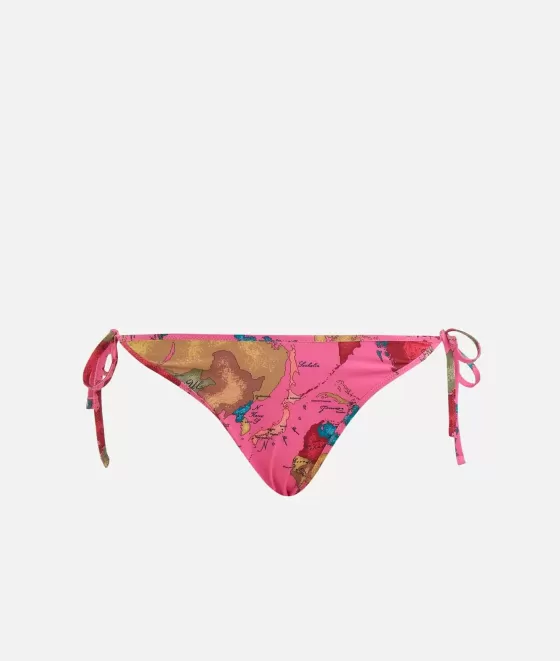 Donna Alviero Martini 1a Classe Geo Pop Slip Mare Con Laccetti Rosa Shocking