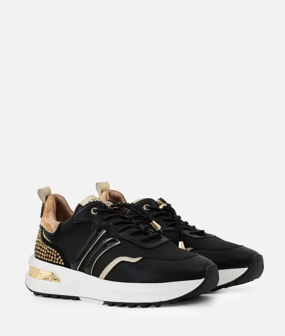 Donna Alviero Martini 1a Classe Geo Road Los Angeles Sneakers In Eco Nappa Liscia Nere