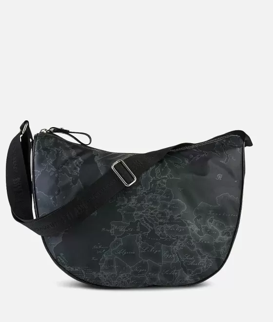 Donna Alviero Martini 1a Classe Geo Soft Black Borsa Grande A Mezzaluna