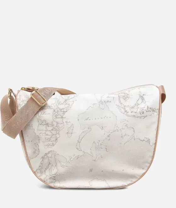 Donna Alviero Martini 1a Classe Geo Soft White Borsa Media A Mezzaluna