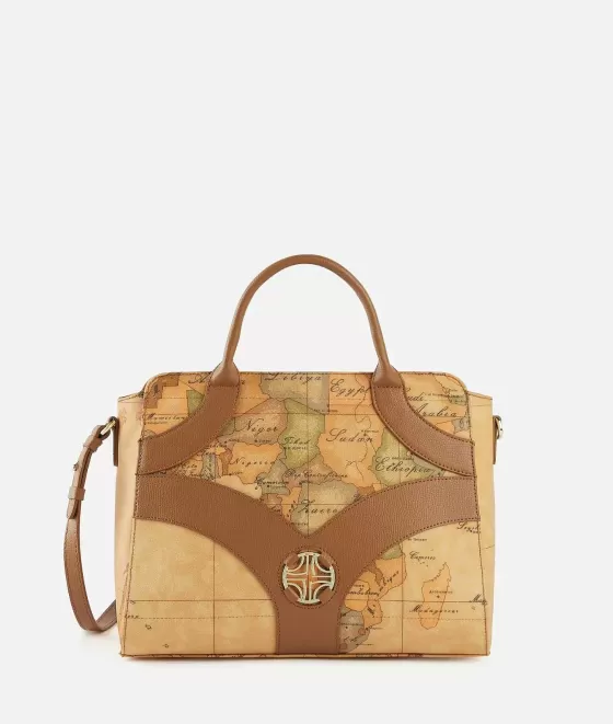 Donna Alviero Martini 1a Classe Geo Sunrise Ring Borsa A Mano Con Tracolla Cuoio