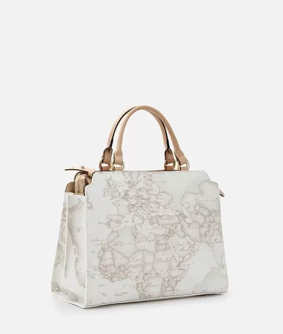 Donna Alviero Martini 1a Classe Geo White Borsa A Mano Con Maxi Fibbia