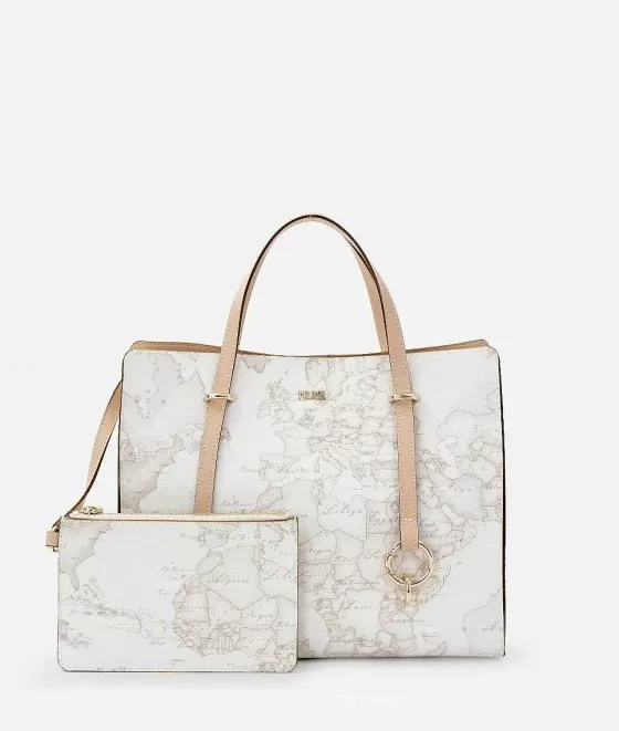 Donna Alviero Martini 1a Classe Geo White Borsa Shopping Sfoderata