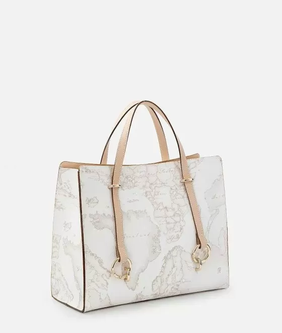 Donna Alviero Martini 1a Classe Geo White Borsa Shopping Sfoderata