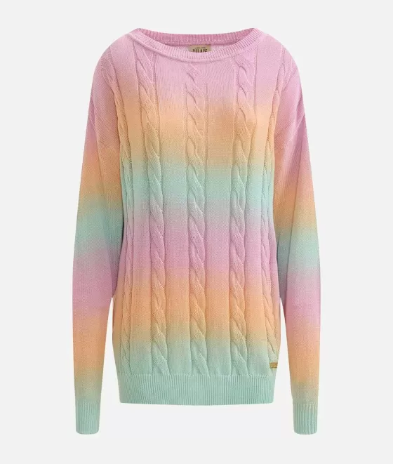 Donna Alviero Martini 1a Classe Girocollo Sfumato In Filato Di Cotone Multicolor