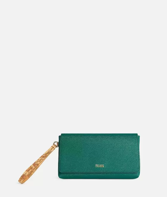 Donna Alviero Martini 1a Classe Glam City Pochette Con Patta E Polsiera Verde Smeraldo