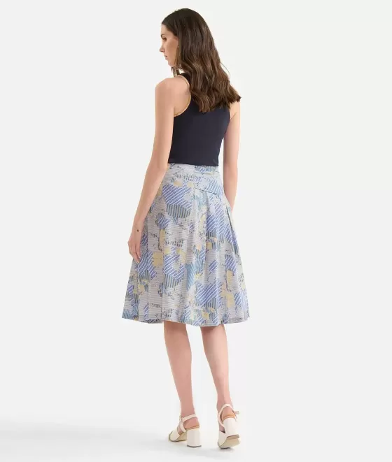 Donna Alviero Martini 1a Classe Gonna Con Piegoni In Popeline Di Cotone Biologico Stampa Geo Multirighe Blu