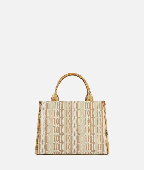 Donna Alviero Martini 1a Classe Jacquard Sand Borsa A Mano Piccola Con Tracolla Naturale