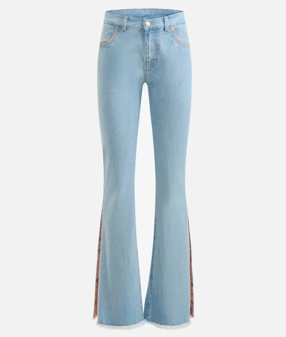 Donna Alviero Martini 1a Classe Jeans Con Spicchio In Denim Stretch Blu Beach