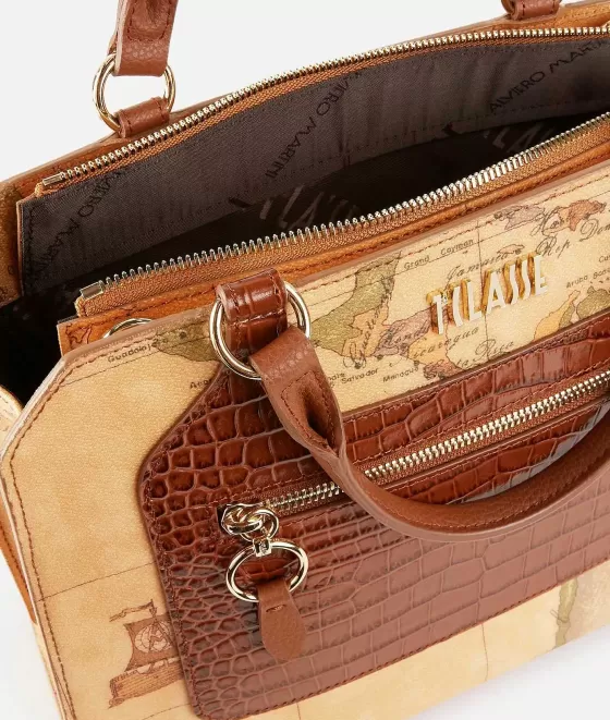 Donna Alviero Martini 1a Classe Kissme Bag Borsa A Mano Con Tracolla Castagna