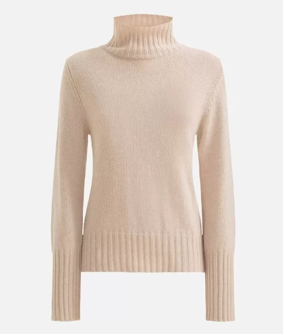 Donna Alviero Martini 1a Classe Maglia Collo Alto Basic In Filato Misto Cashmere Beige