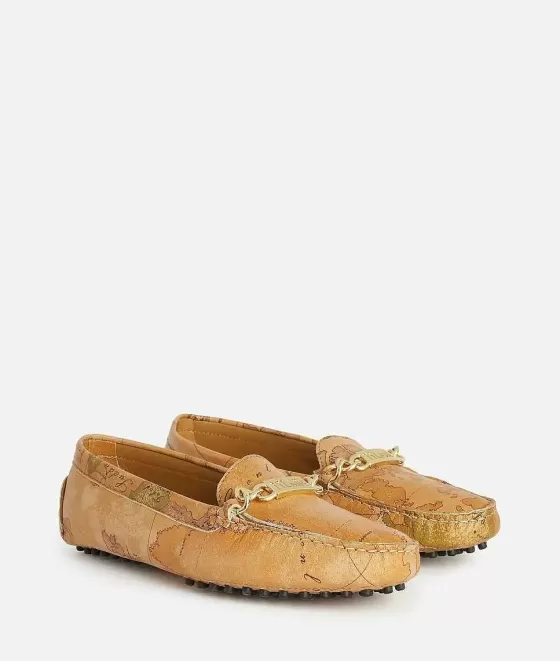 Donna Alviero Martini 1a Classe Mocassini In Nappa Stampa Geo Classic Con Morsetto Naturali