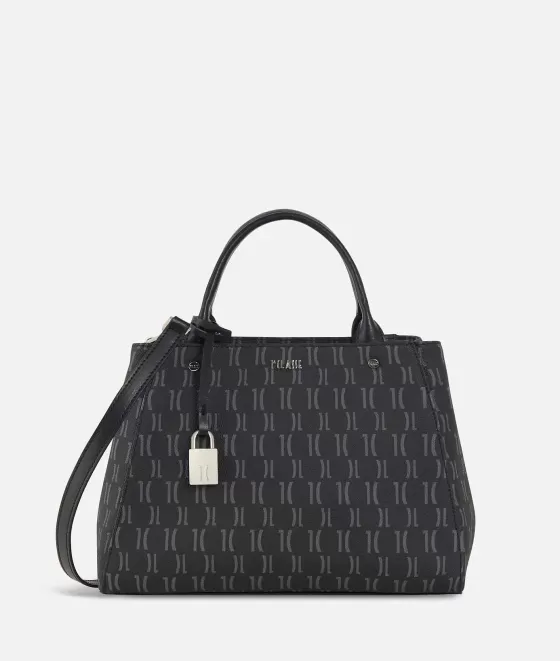 Donna Alviero Martini 1a Classe Monogram Borsa A Mano Piccola Nera