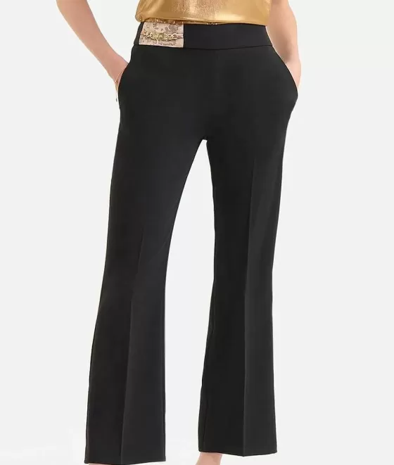 Donna Alviero Martini 1a Classe Pantalone A Trombetta Con Gioiello In Cady Nero