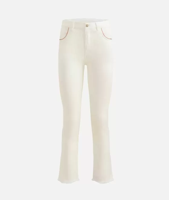 Donna Alviero Martini 1a Classe Pantalone In Drill Di Cotone Stretch Tinto Capo Gesso