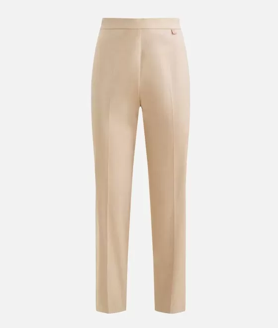 Donna Alviero Martini 1a Classe Pantalone Regular In Gabardina Di Cotone Stretch Deserto