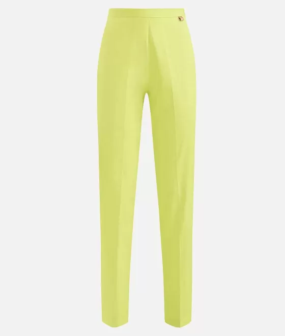 Donna Alviero Martini 1a Classe Pantalone Regular In Gabardina Di Cotone Stretch Lime