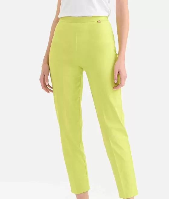 Donna Alviero Martini 1a Classe Pantalone Regular In Gabardina Di Cotone Stretch Lime