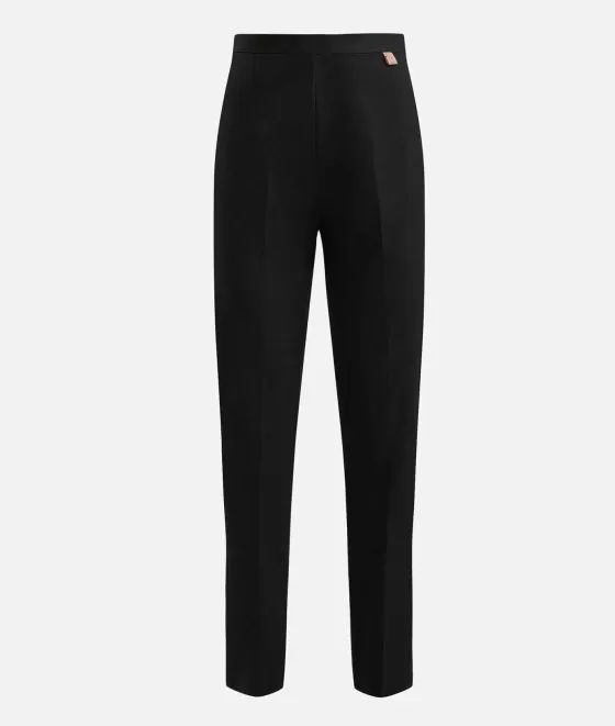 Donna Alviero Martini 1a Classe Pantalone Regular In Gabardina Di Cotone Stretch Nero