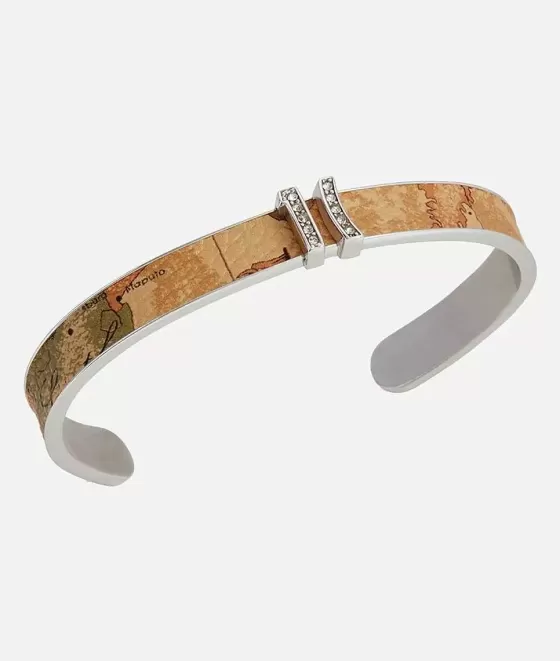 Donna Alviero Martini 1a Classe Rodeo Drive Bracciale Rigido Con Inserti In Pelle Geo In Argento