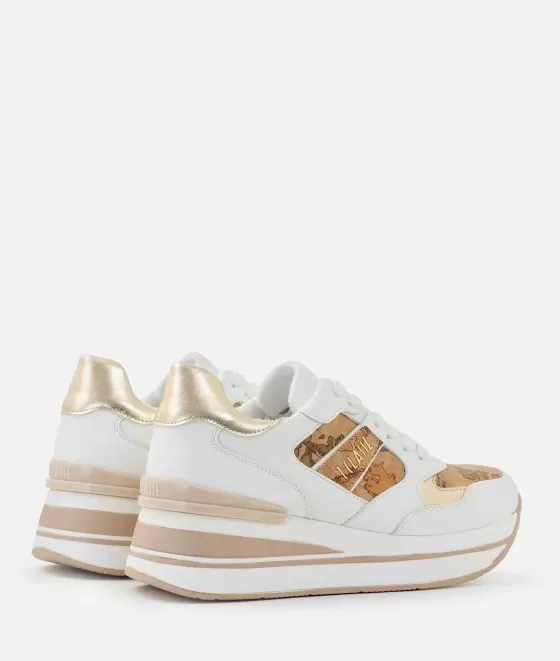 Donna Alviero Martini 1a Classe Running In Eco Nappa Stampa Geo Classic Con Logo Bianche