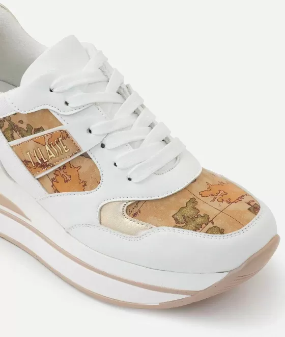Donna Alviero Martini 1a Classe Running In Eco Nappa Stampa Geo Classic Con Logo Bianche