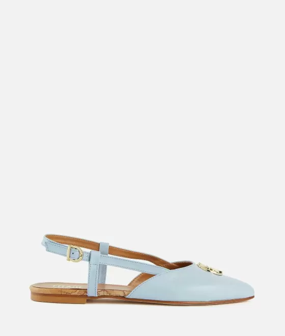 Donna Alviero Martini 1a Classe Slingback In Nappa Liscia Azzurro Polvere