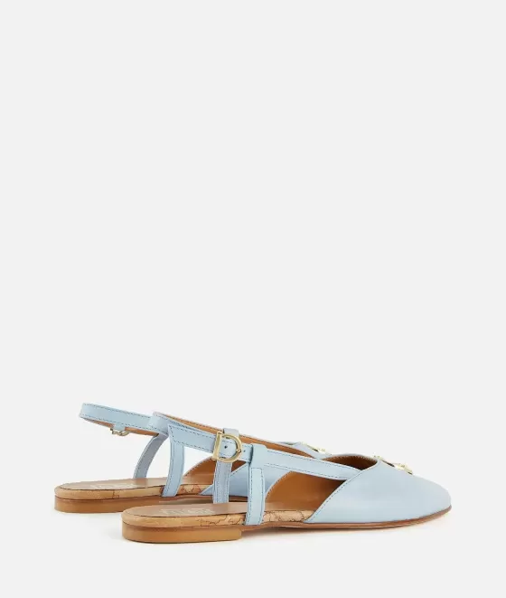 Donna Alviero Martini 1a Classe Slingback In Nappa Liscia Azzurro Polvere