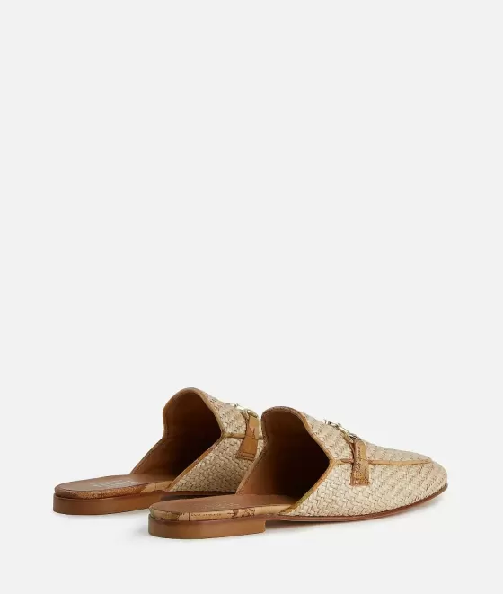 Donna Alviero Martini 1a Classe Slipper Con Morsetto In Rafia Naturale