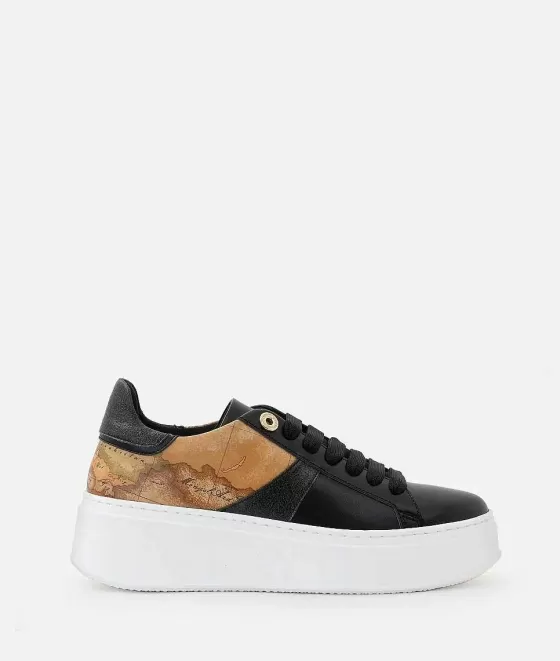 Donna Alviero Martini 1a Classe Sneakers In Eco Nappa Con Inserti In Tessuto Laminato Nere