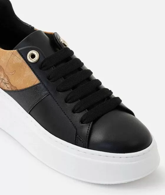 Donna Alviero Martini 1a Classe Sneakers In Eco Nappa Con Inserti In Tessuto Laminato Nere