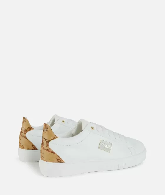 Donna Alviero Martini 1a Classe Sneakers In Eco Nappa Con Placchetta Logata Bianche