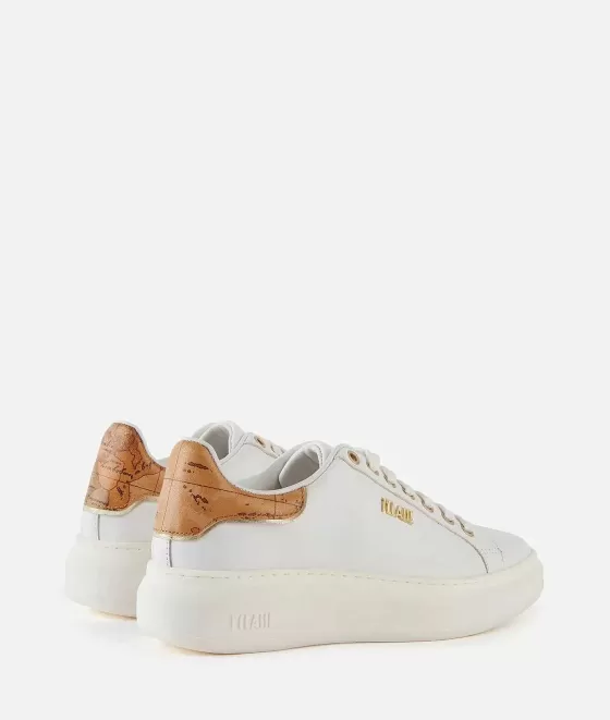 Donna Alviero Martini 1a Classe Sneakers In Pelle Liscia Con Dettagli In Nappa Geo Classic Bianche