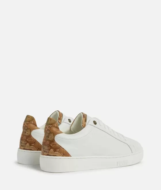 Donna Alviero Martini 1a Classe Sneakers In Pelle Liscia Con Inserto In Eco Nappa Bianche